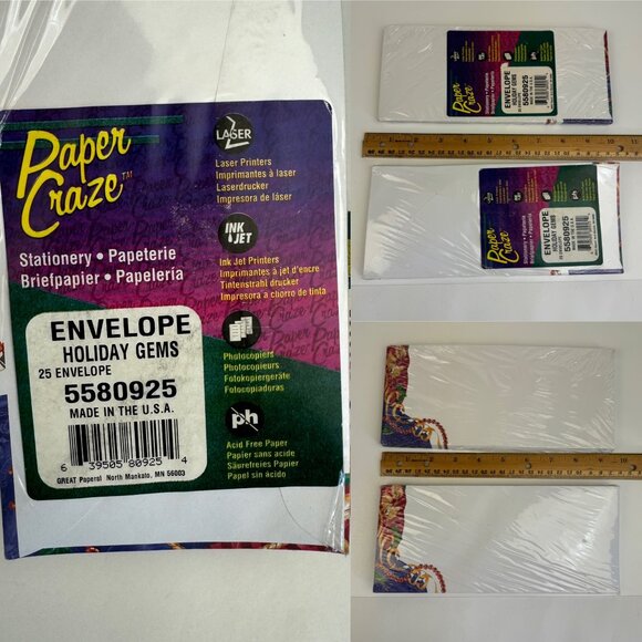 Vtg 6 Pks of 25 Christmas Holiday Theme Envelopes Paper Craze Laser Printer READ - Picture 3 of 13